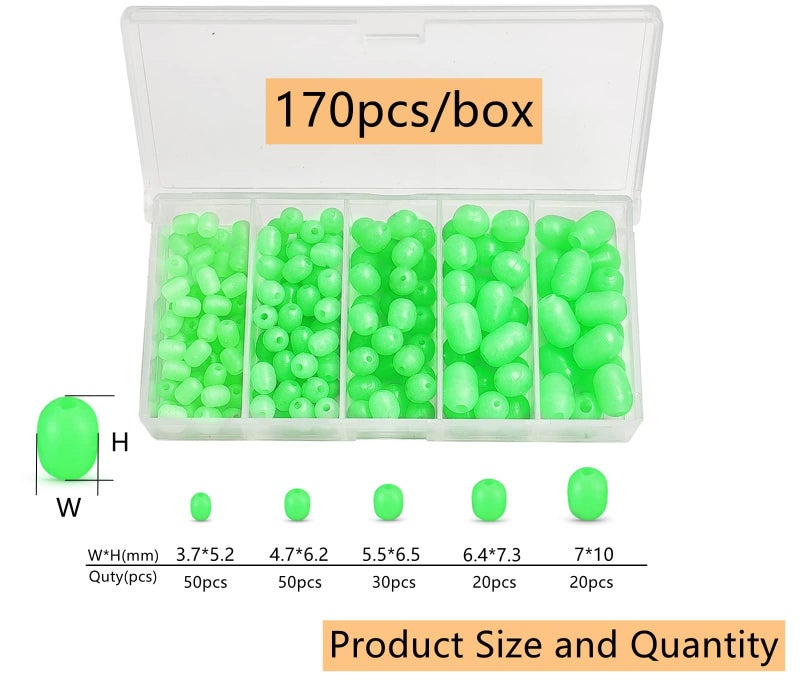 Mimilure Fishing Beads Glow Bait Eggs: Oval Fishing Eggs Assorted Set - 170pcs Soft Fishing Rig Bead - Image 2